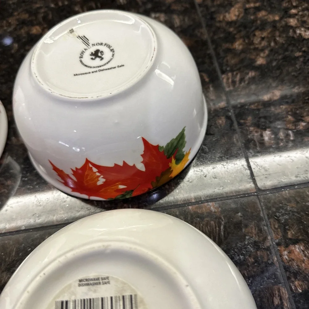 12 pieces Royal Norfolk Autumn Leaves Acorn Bowls, plates,‎ cups Thanksgiving